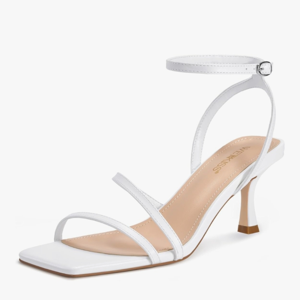 Wet Kiss  White Strappy Heels